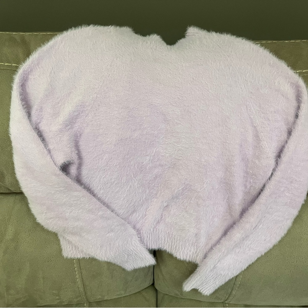 Purple fuzzy cropped sweater